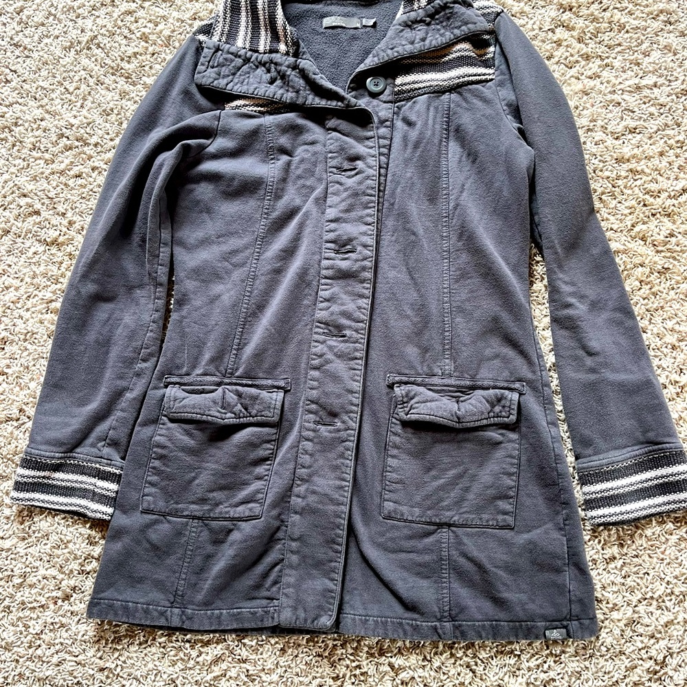 Grey Prana cotton sweater-jacket